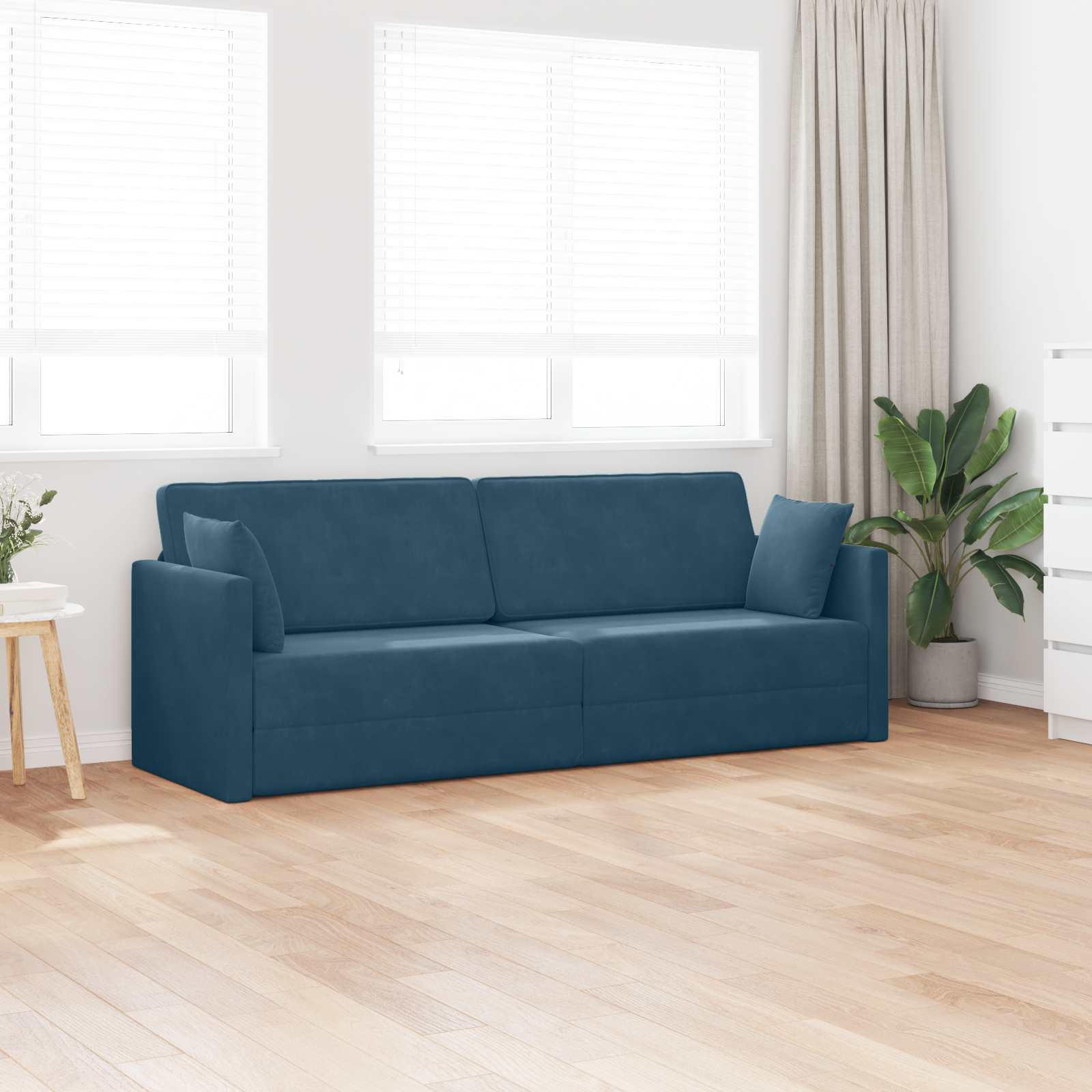 Canapé-lit au sol Bleu 213 x 70 x 77 cm Velours - XIOS