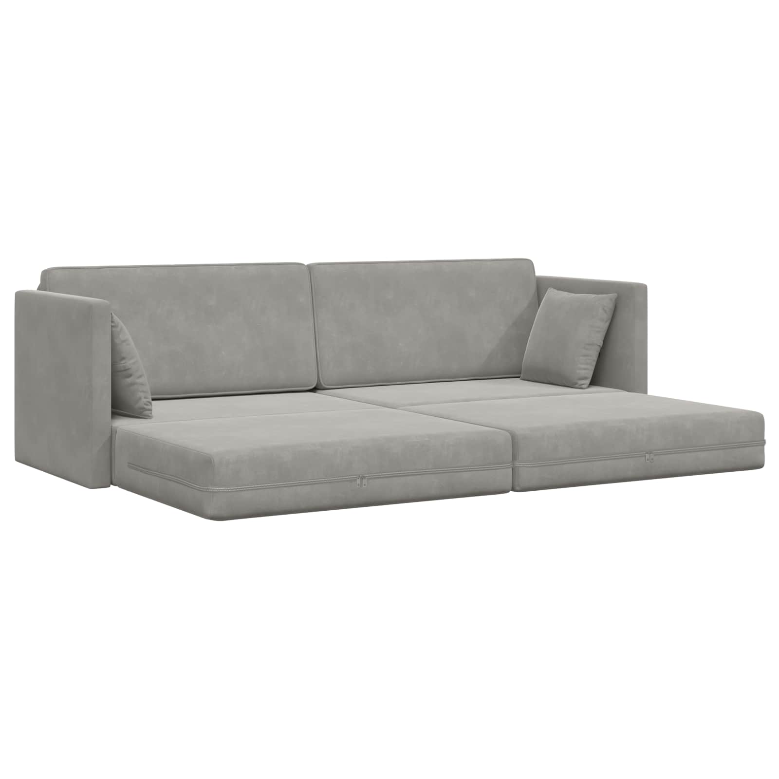Canapé-lit au sol Gris clair 213 x 70 x 77 cm Velours - XIOS
