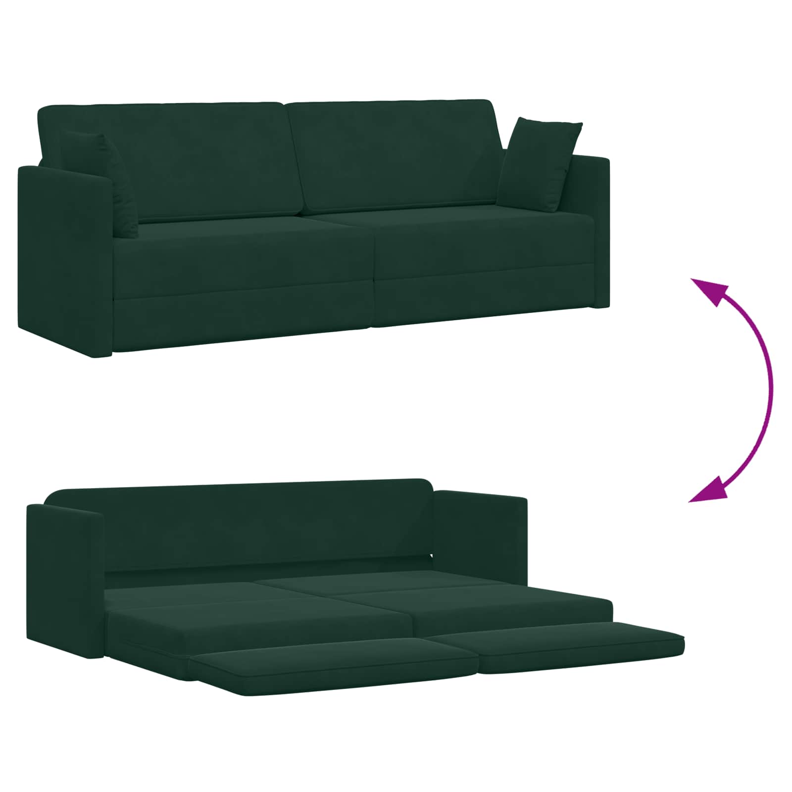 Canapé-lit au sol Vert foncé 213 x 70 x 77 cm Velours