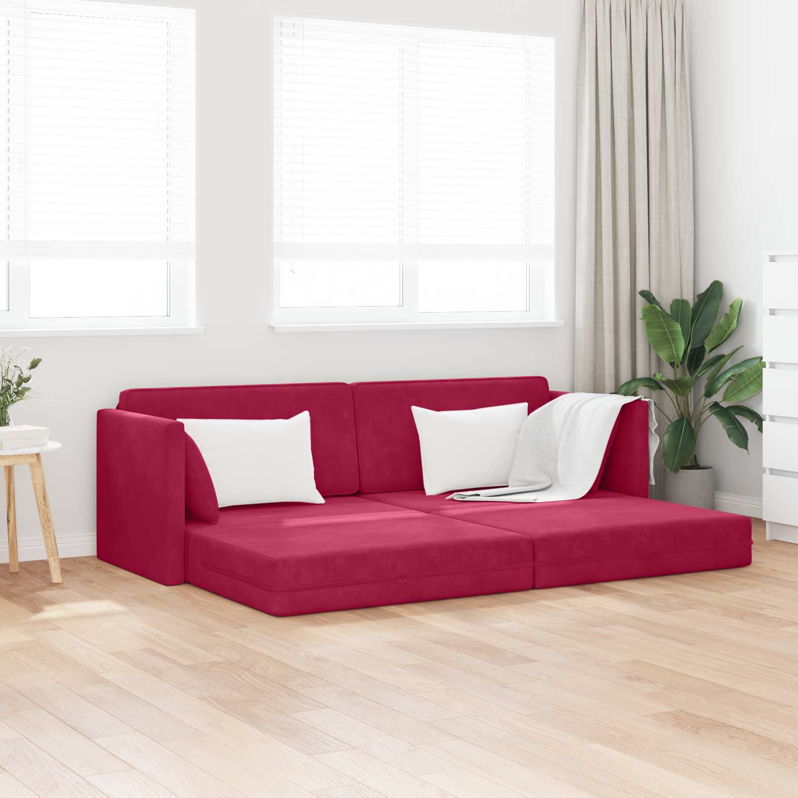 Canapé-lit au sol Bordeaux 213 x 70 x 77 cm Velours - XIOS