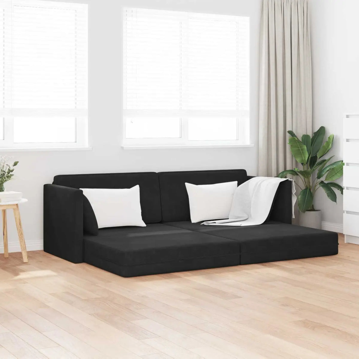 Canapé-lit au sol Noir 213 x 70 x 77 cm Velours - XIOS