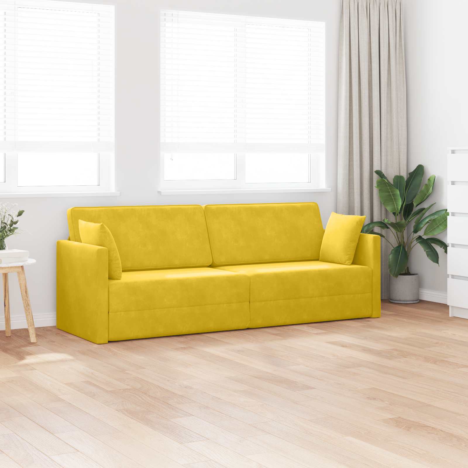 Canapé-lit au sol Jaune 213 x 70 x 77 cm Velours - XIOS