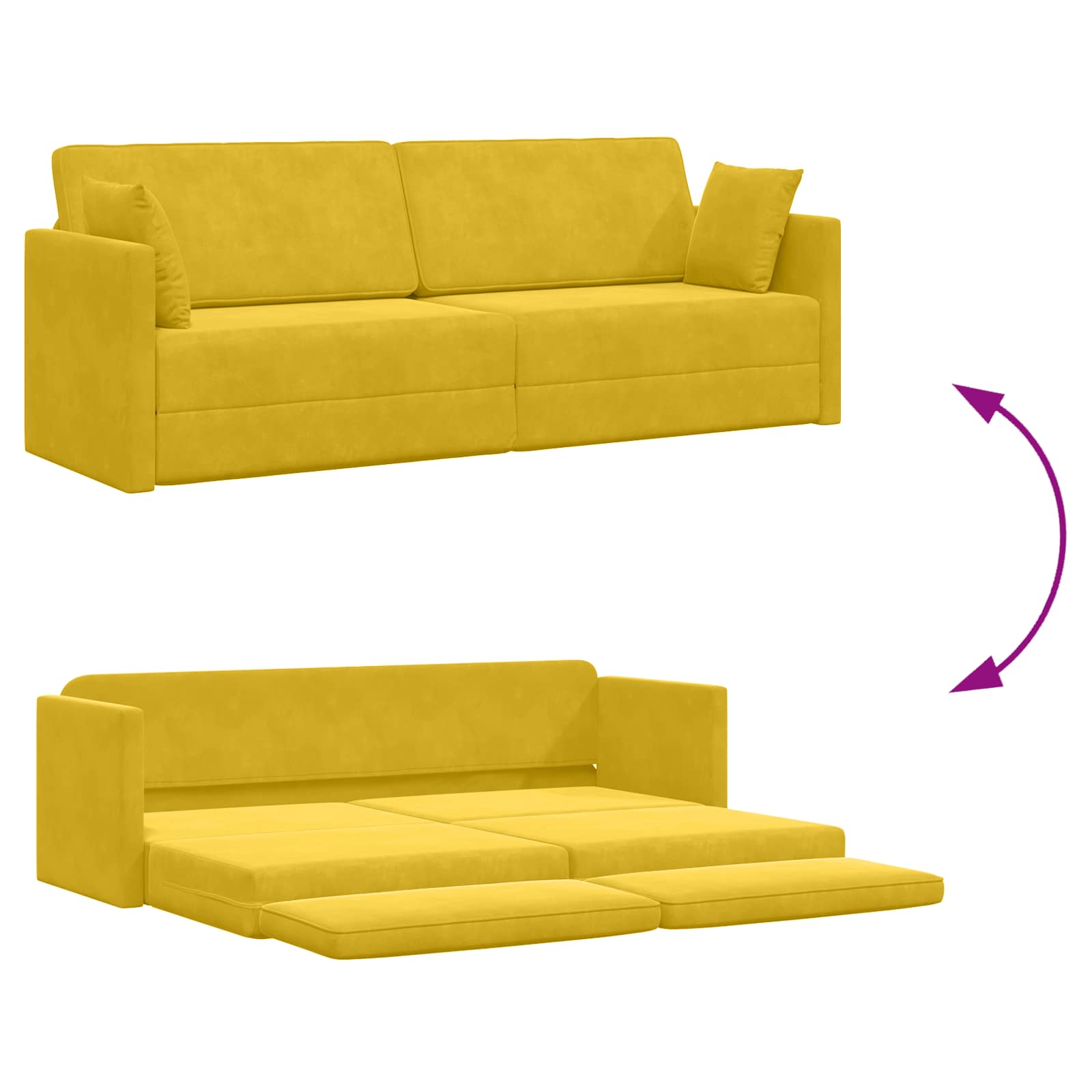 Canapé-lit au sol Jaune 213 x 70 x 77 cm Velours - XIOS