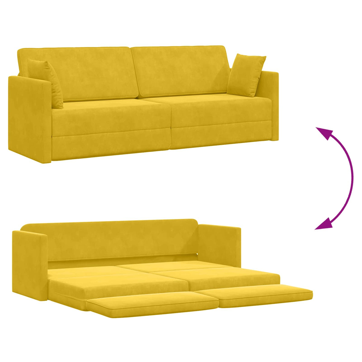 Canapé-lit au sol Jaune 213 x 70 x 77 cm Velours