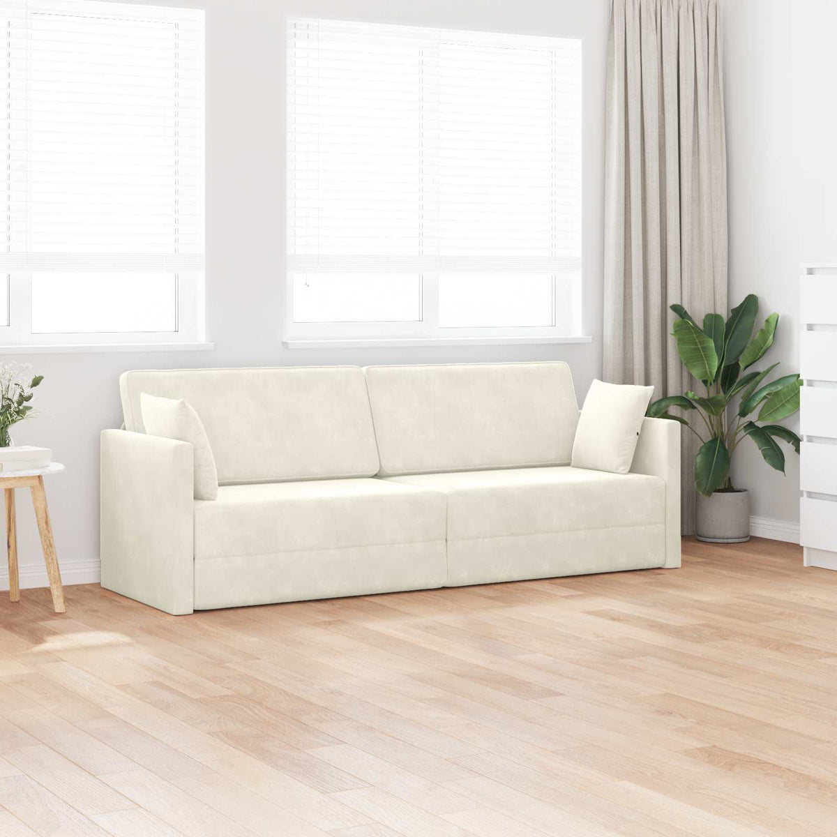 Canapé-lit au sol Crème 213 x 70 x 77 cm Velours