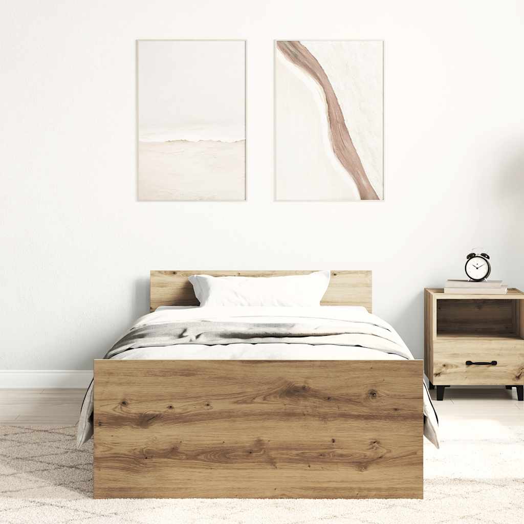 Cadre de lit sans matelas chêne artisanal 90x190 cm - XIOS