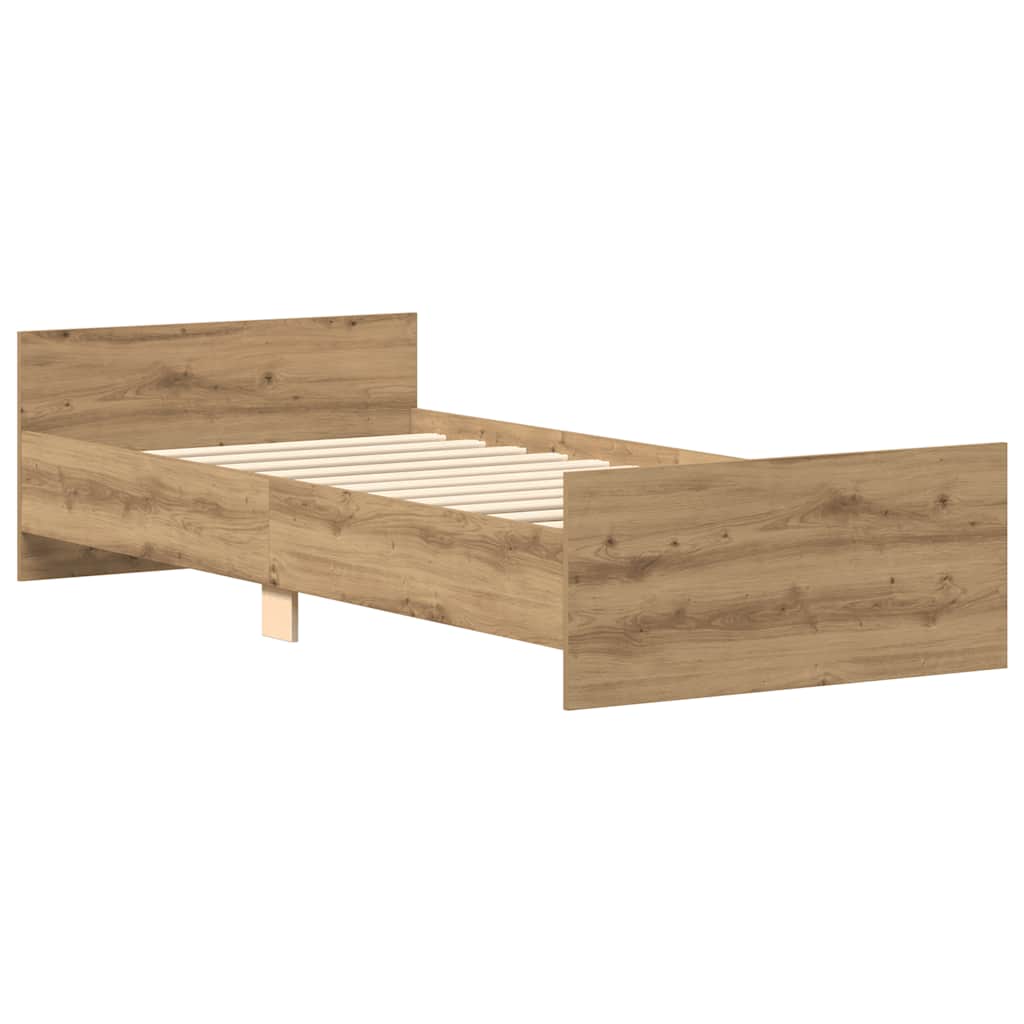 Cadre de lit sans matelas chêne artisanal 90x190 cm - XIOS