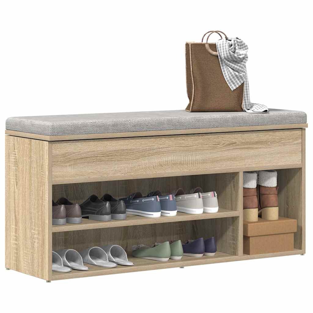 Banc à chaussures chêne sonoma 102x30,5x45 cm bois d'ingénierie - XIOS