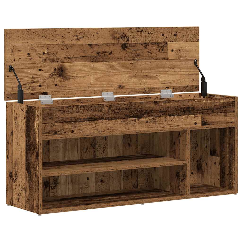 Banc à chaussures vieux bois 102x30,5x45 cm bois d'ingénierie - XIOS