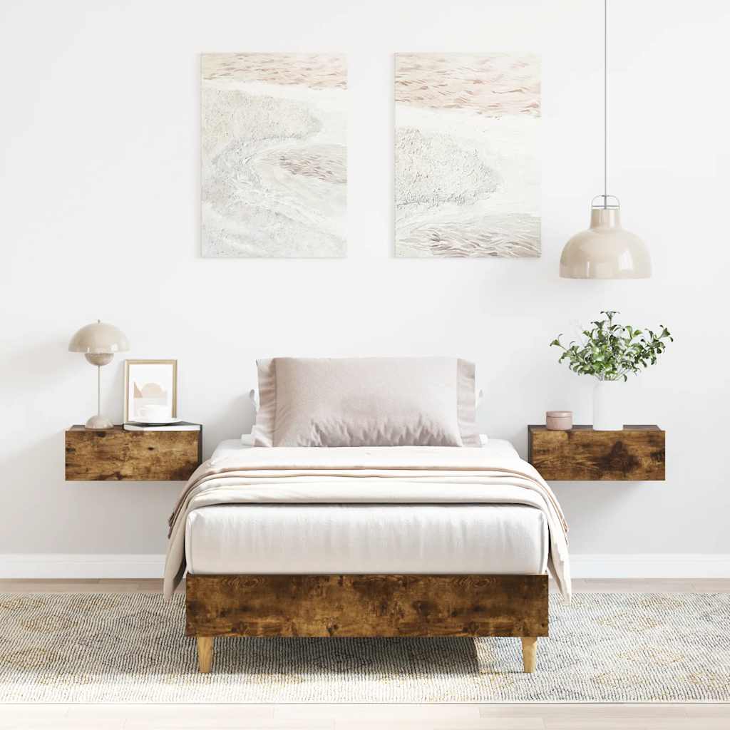 Cadre de lit sans matelas chêne fumé 90x200cm bois d'ingénierie - XIOS