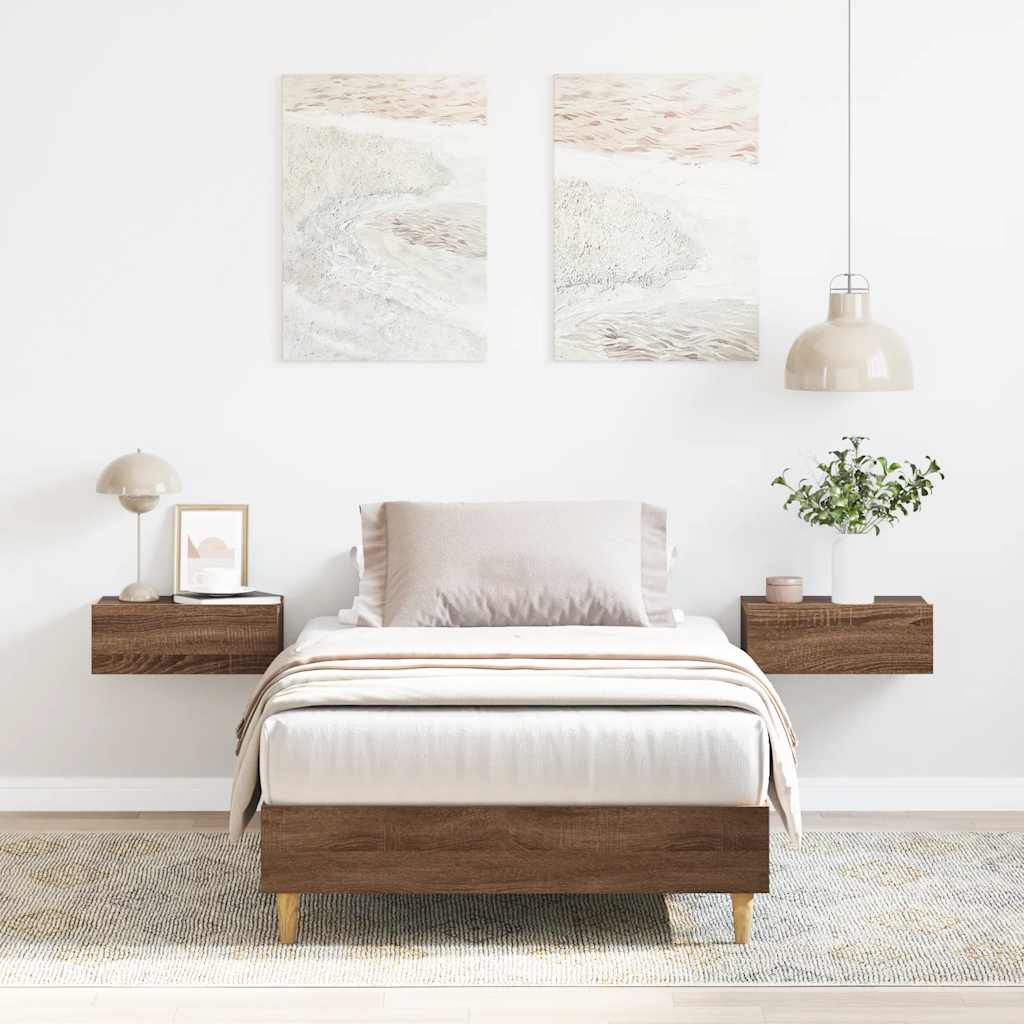 Cadre de lit sans matelas chêne marron 90x200cm bois ingénierie - XIOS