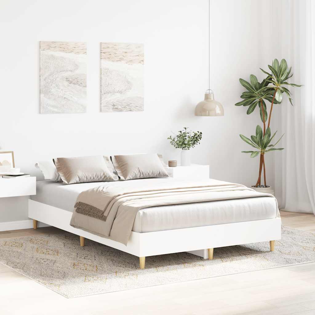 Cadre de lit sans matelas blanc 140x190 cm bois d'ingénierie - XIOS