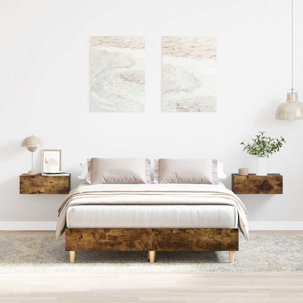 Cadre de lit sans matelas chêne fumé 140x190 cm bois ingénierie - XIOS