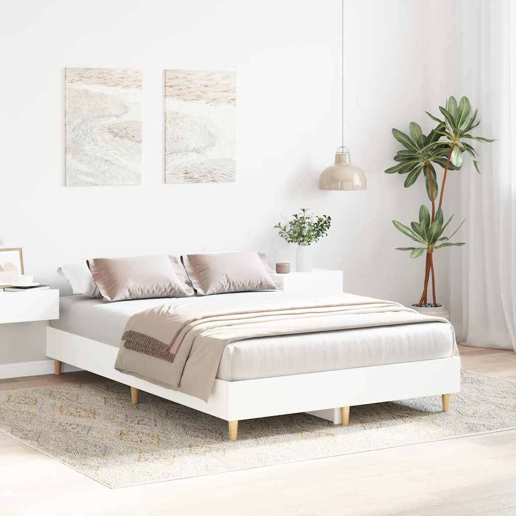 Cadre de lit sans matelas blanc 135x190 cm bois d'ingénierie - XIOS