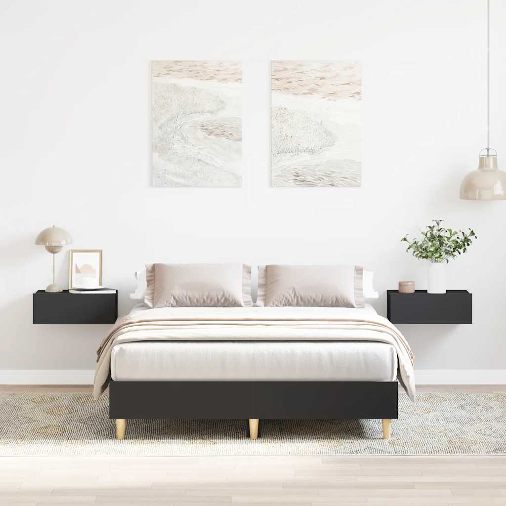 Cadre de lit sans matelas noir 135x190 cm bois d'ingénierie - XIOS