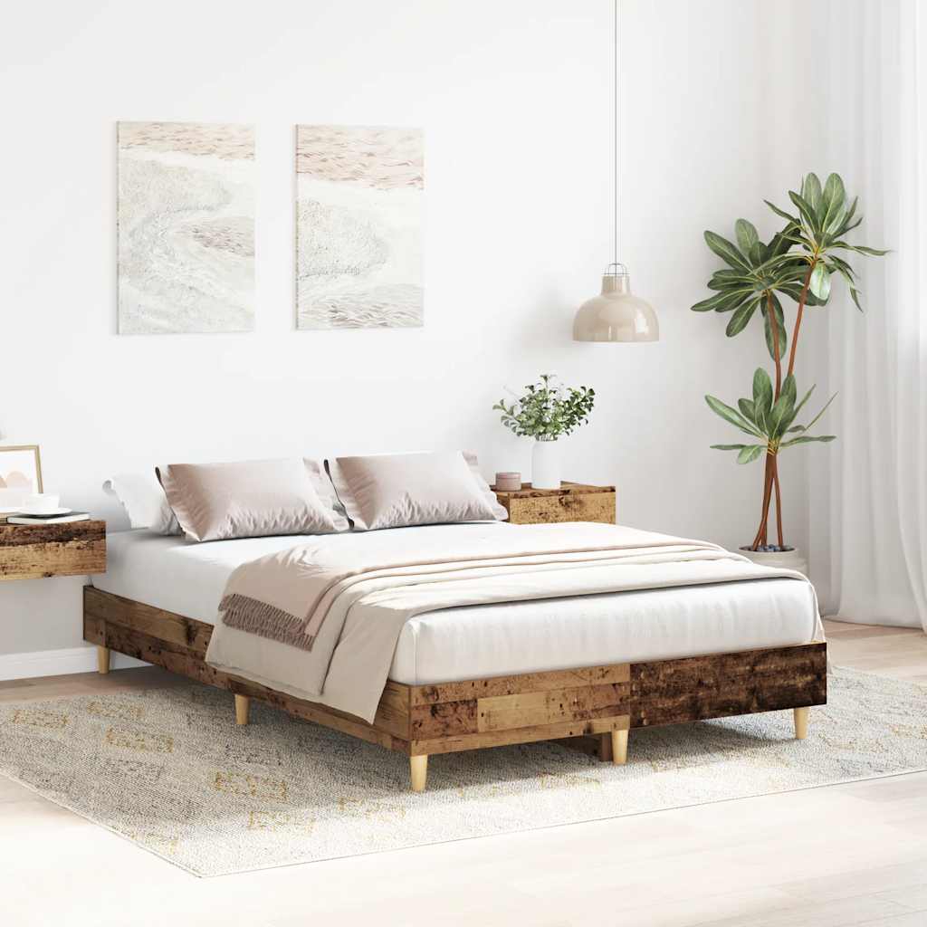 Cadre de lit sans matelas vieux bois 120x190 cm bois ingénierie - XIOS