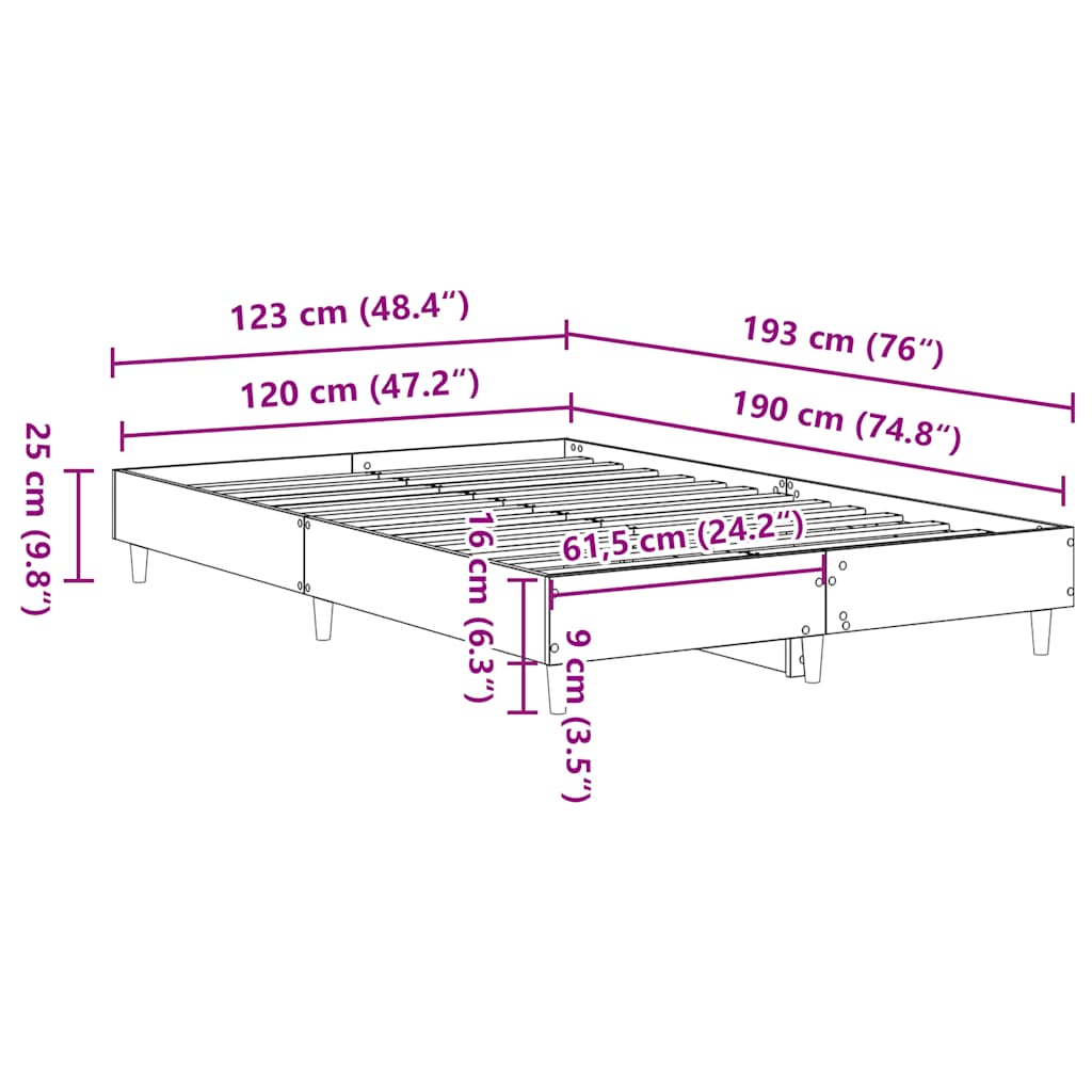 Cadre de lit sans matelas chêne artisanal 120x190 cm - XIOS