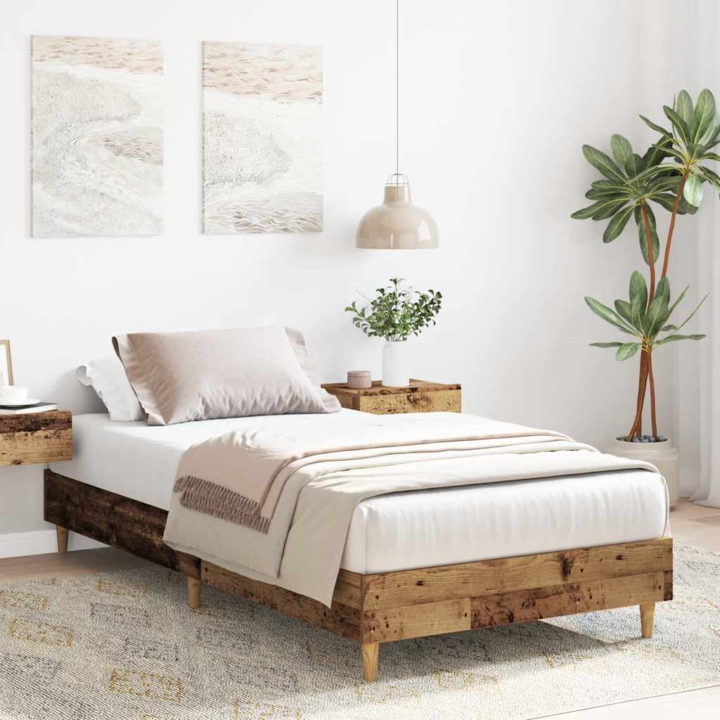 Cadre de lit sans matelas vieux bois 90x190 cm bois ingénierie - XIOS