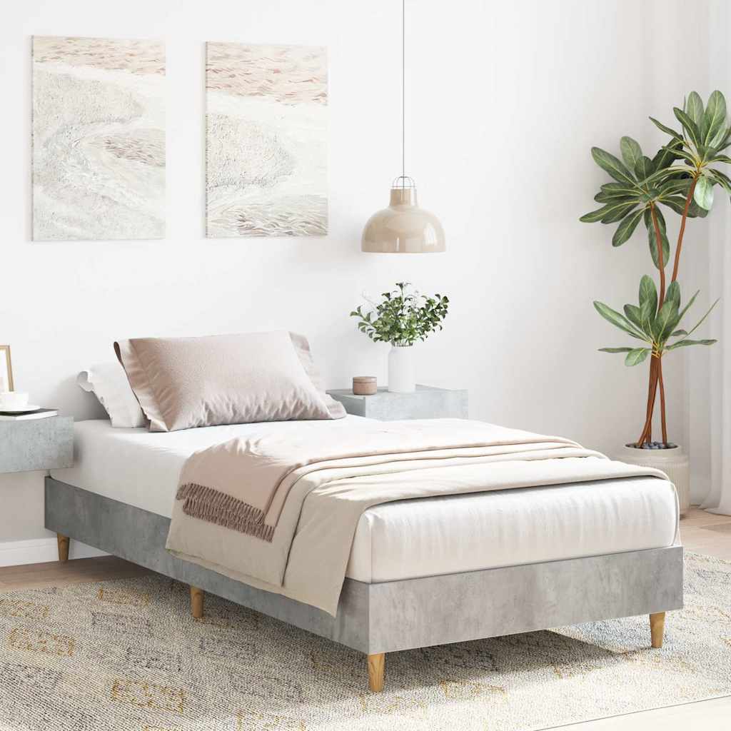 Cadre de lit sans matelas gris béton 75x190cm bois d'ingénierie - XIOS