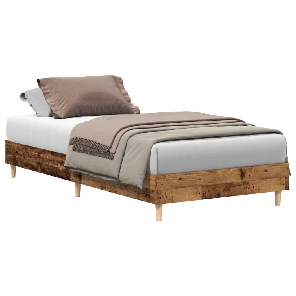 Cadre de lit sans matelas vieux bois 75x190 cm bois ingénierie - XIOS
