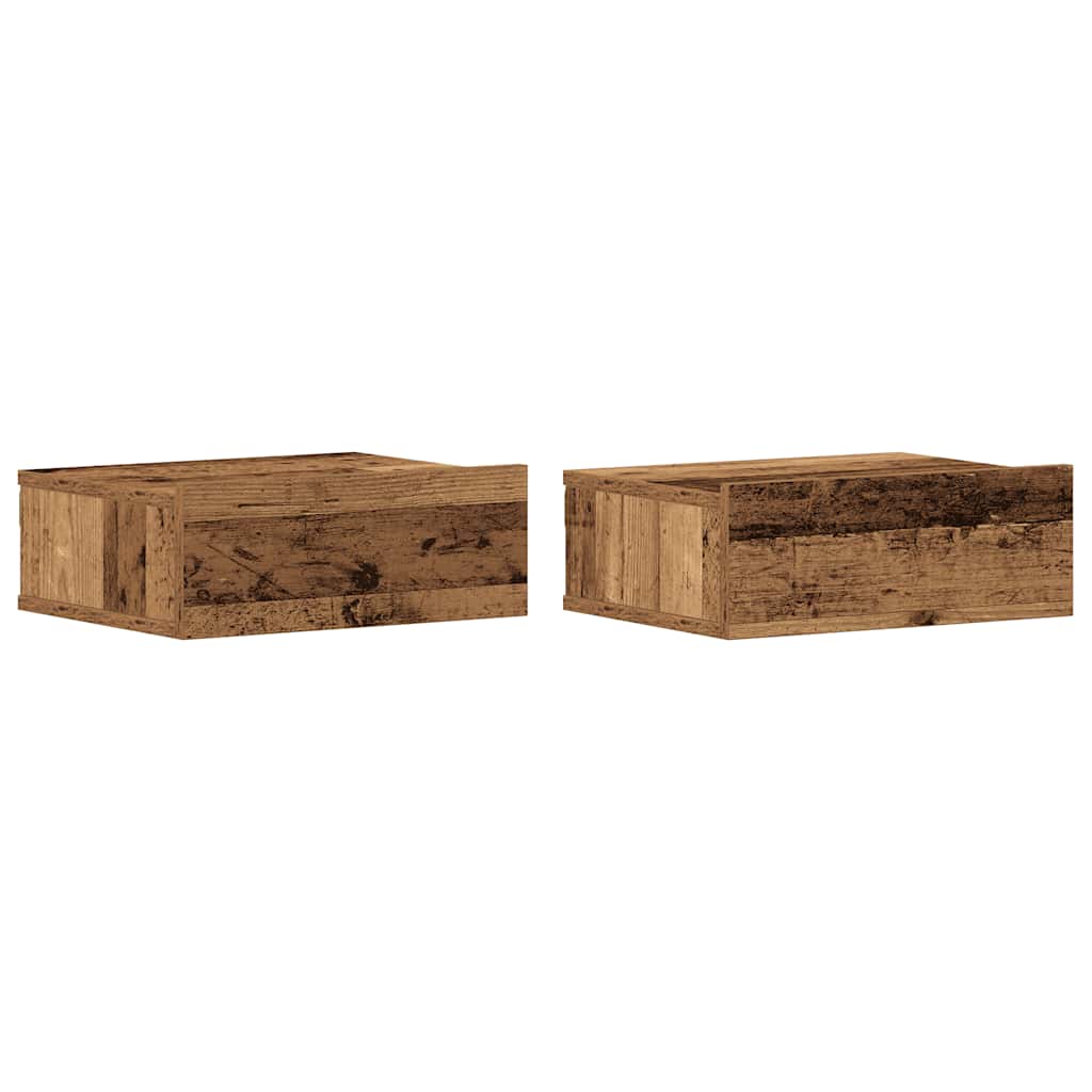 Tables de chevet flottantes 2 pcs vieux bois bois d'ingénierie - XIOS