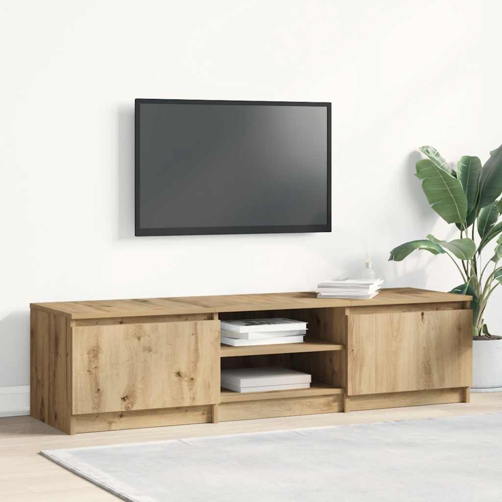 Meuble TV chêne artisanal 140x40x36 cm bois d'ingénierie - XIOS