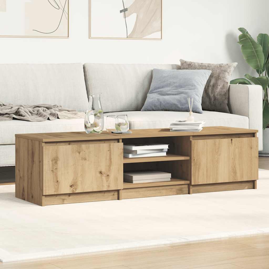 Meuble TV chêne artisanal 140x40x36 cm bois d'ingénierie - XIOS
