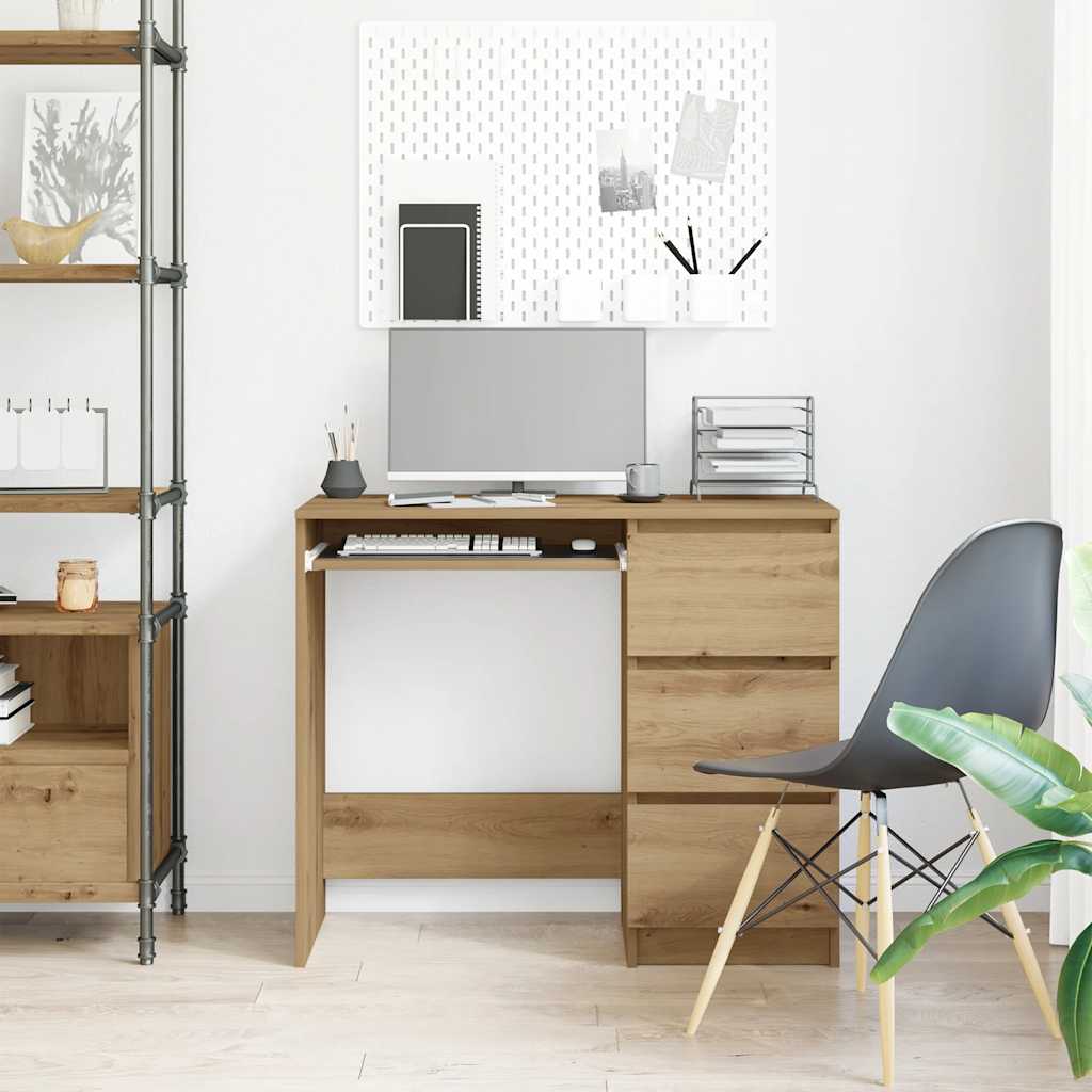 Bureau chêne artisanal 90x45x76 cm bois d'ingénierie - XIOS