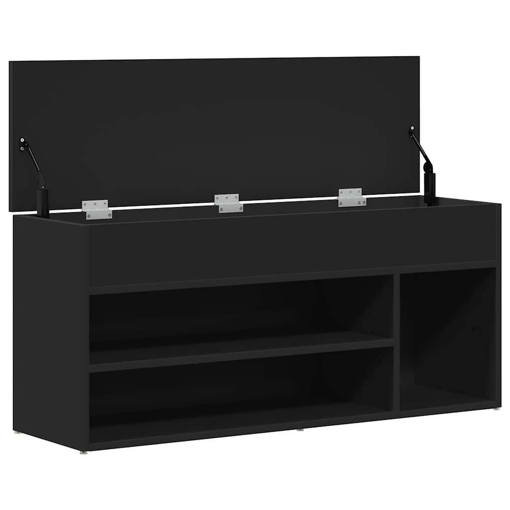 Banc à chaussures noir 102x30,5x45 cm bois d'ingénierie - XIOS