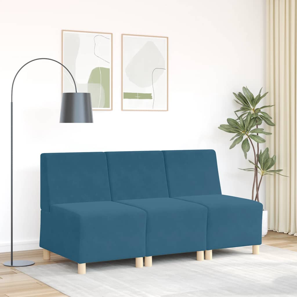 Canapé modulaire sans accoudoirs Bleu 55 cm Velours - XIOS