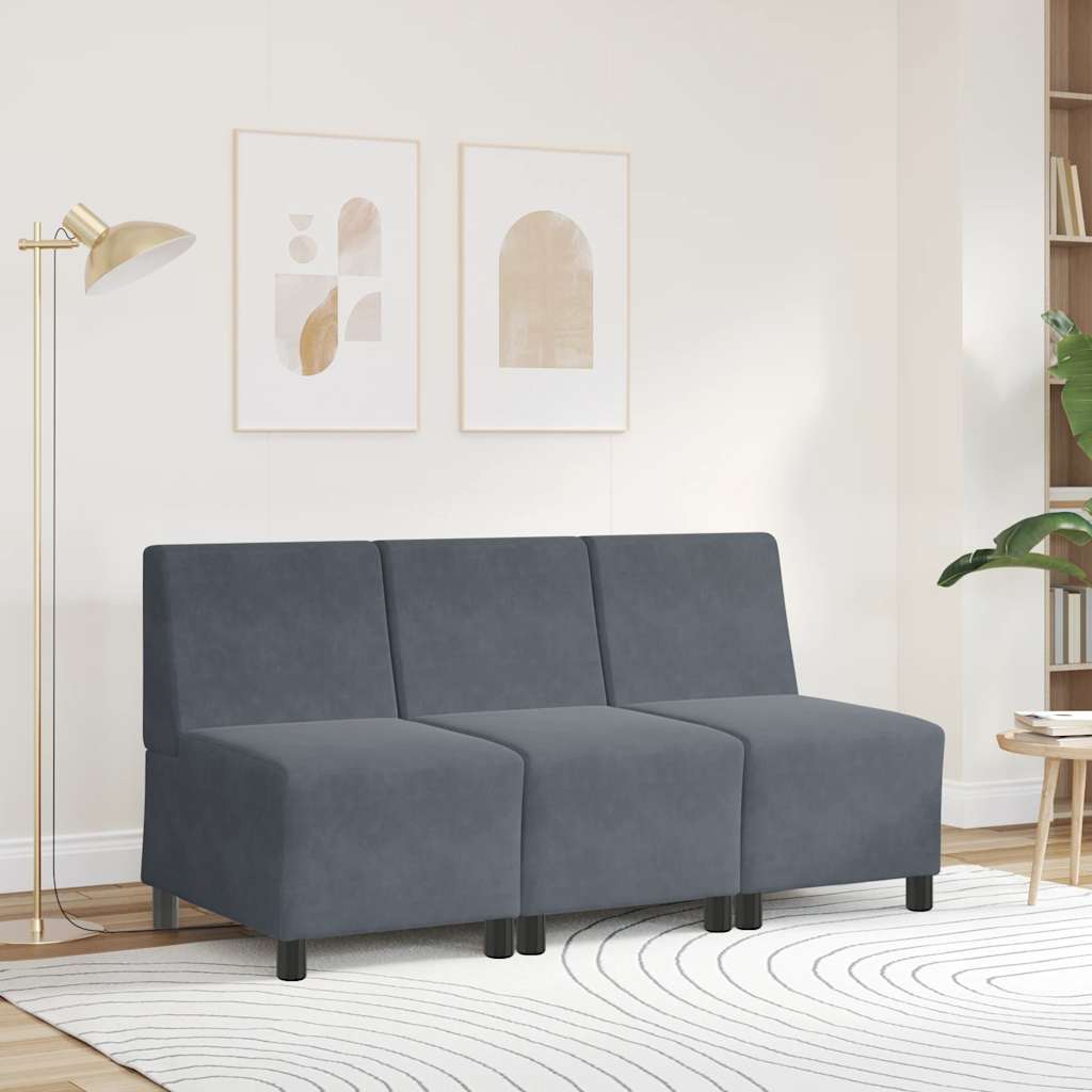 Canapé modulaire sans accoudoirs Gris foncé 55 cm Velours