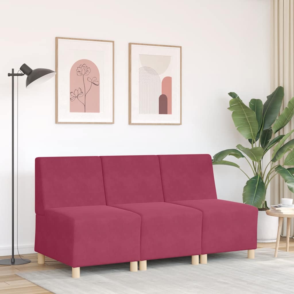 Canapé modulaire sans accoudoirs Rouge vin 55 cm Velours - XIOS