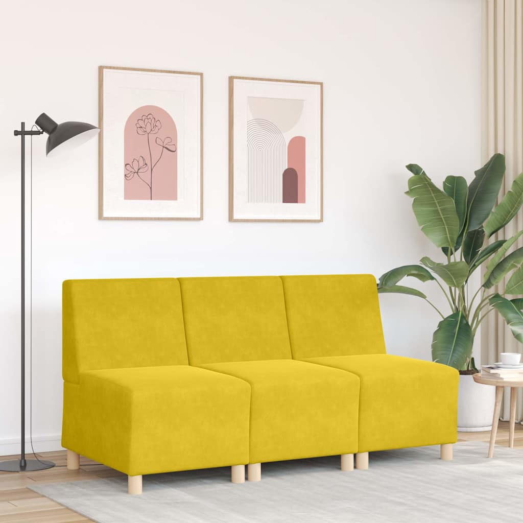 Canapé modulaire sans accoudoirs Jaune 55 cm Velours - XIOS