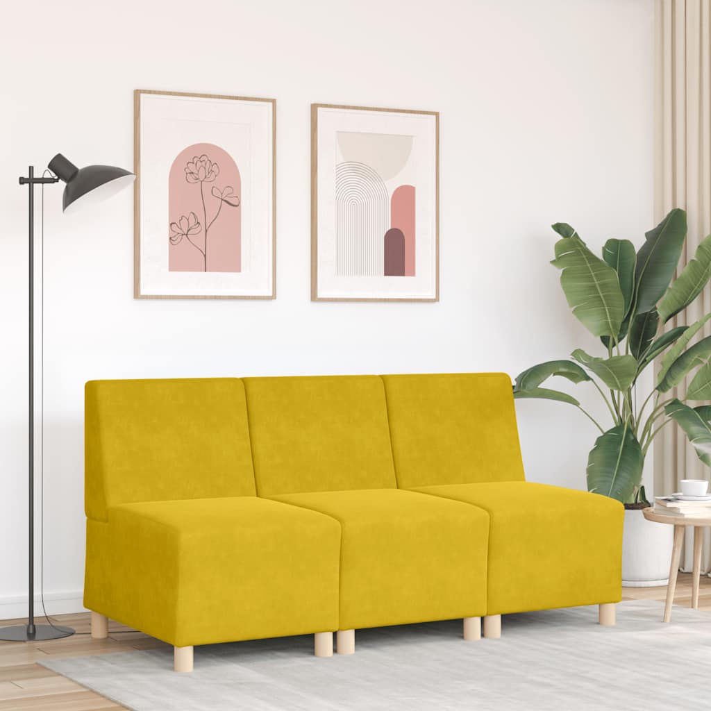 Canapé modulaire sans accoudoirs Jaune 55 cm Velours - XIOS