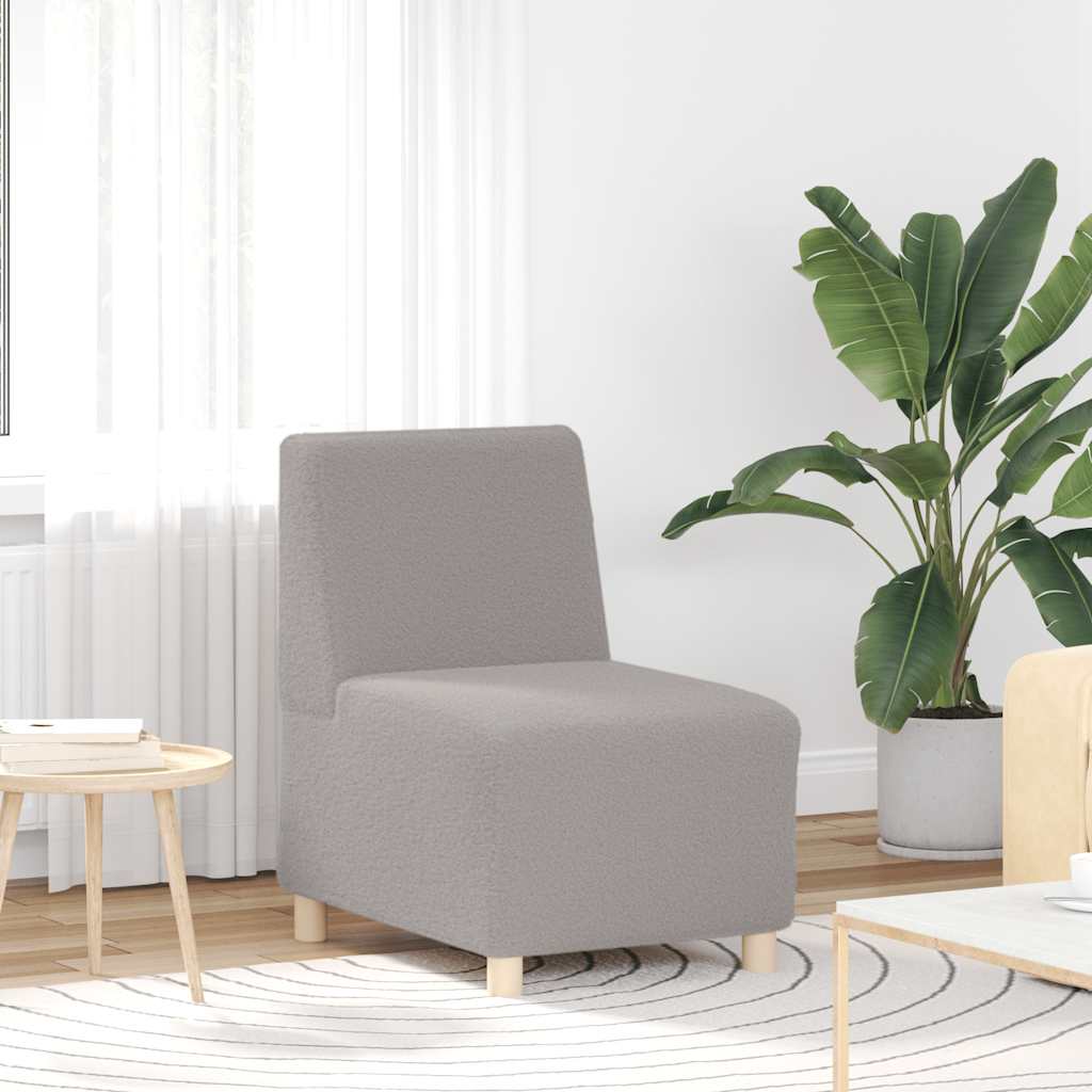 Canapé modulaire sans accoudoirs Gris clair 55 cm Tissu imitation laine bouclée - XIOS