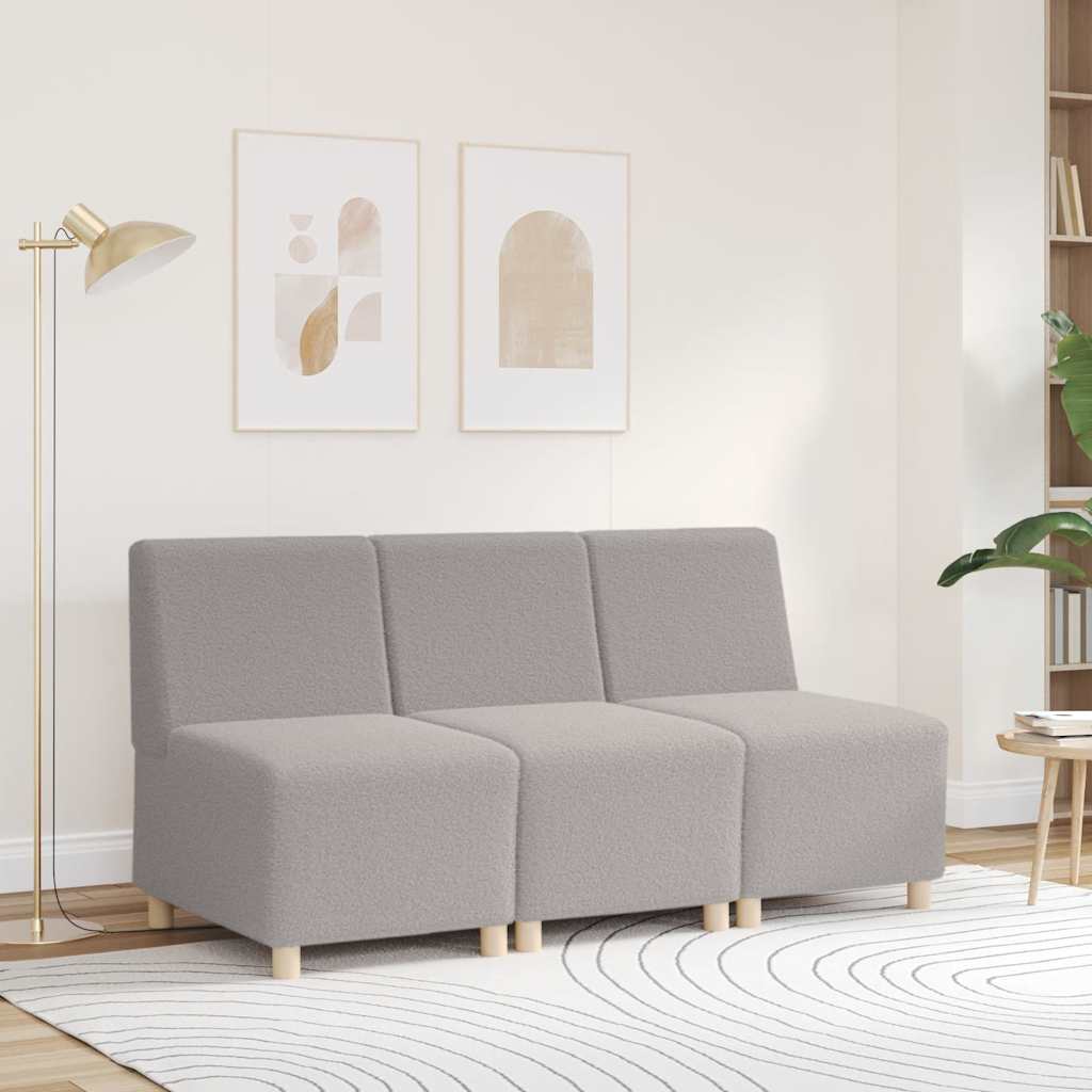 Canapé modulaire sans accoudoirs Gris clair 55 cm Tissu imitation laine bouclée - XIOS