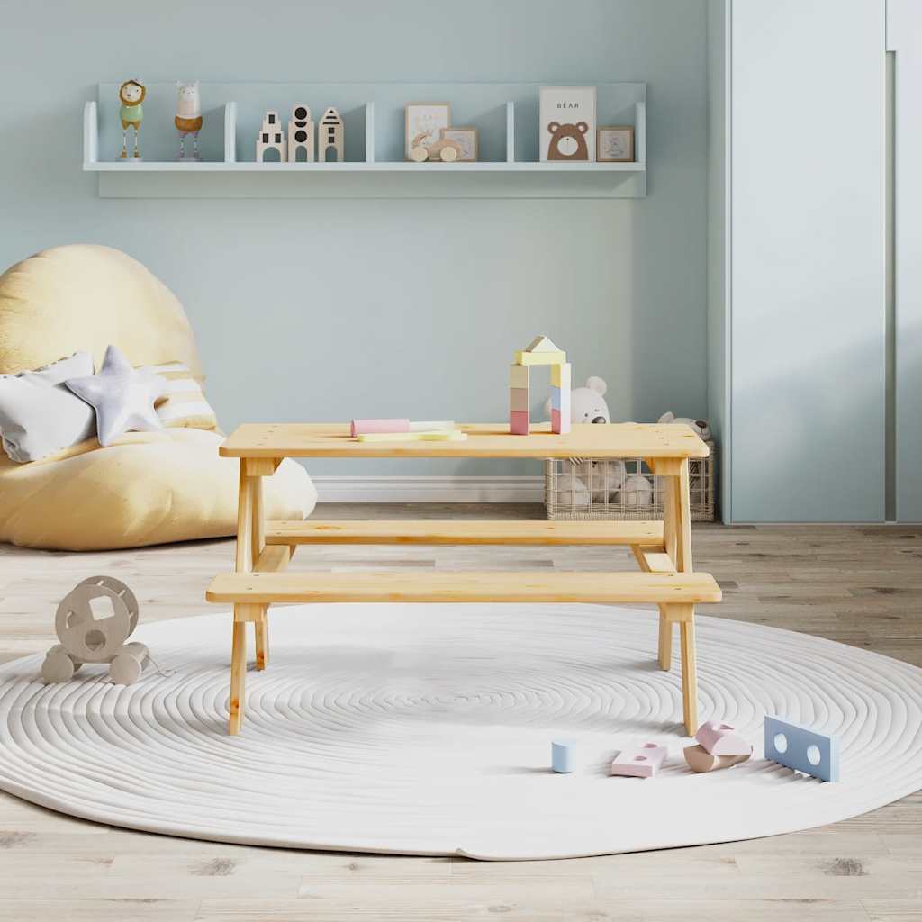 Table avec bancs pour enfants IRUN 90x79,5x50 cm bois massif - XIOS