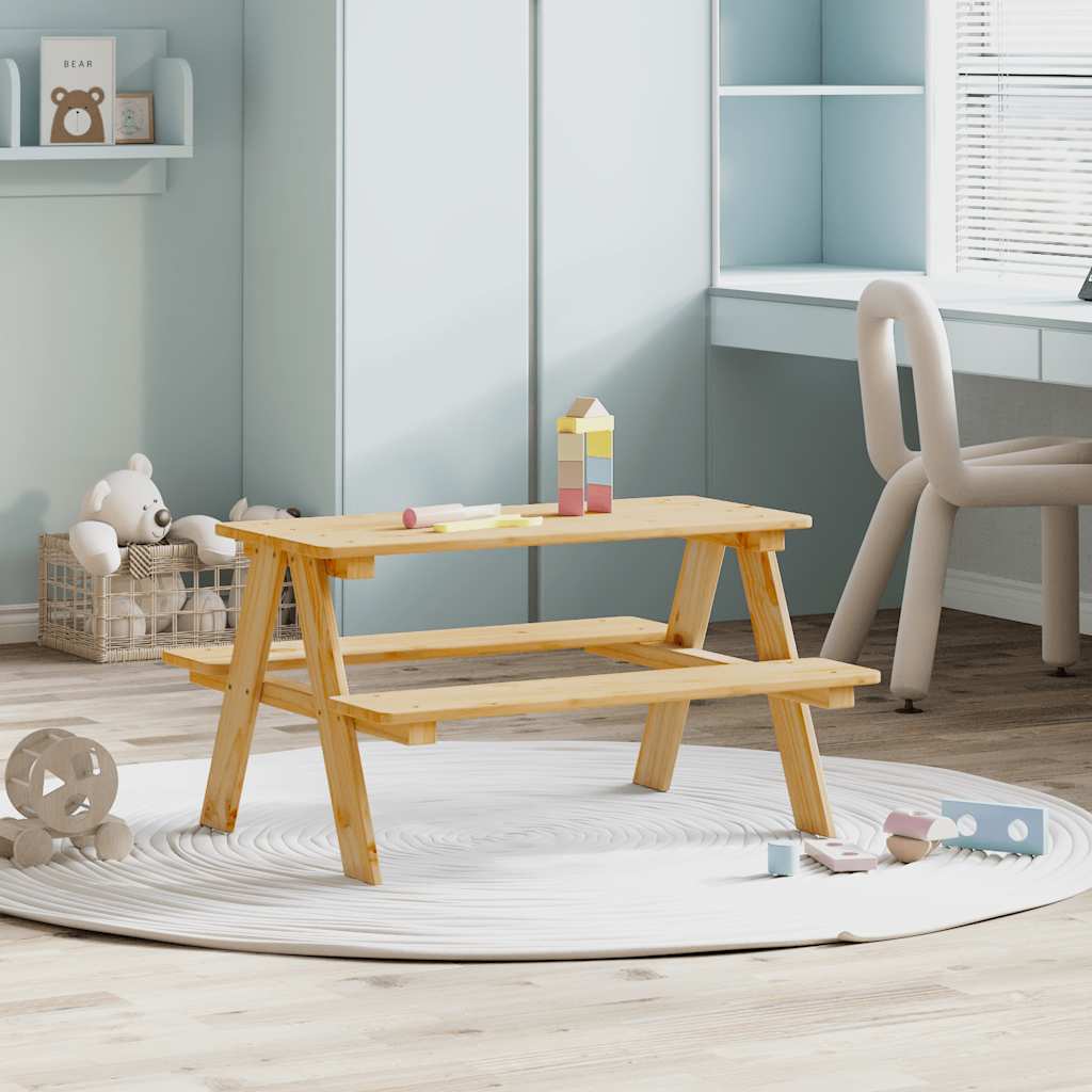 Table avec bancs pour enfants IRUN 90x79,5x50 cm bois massif - XIOS