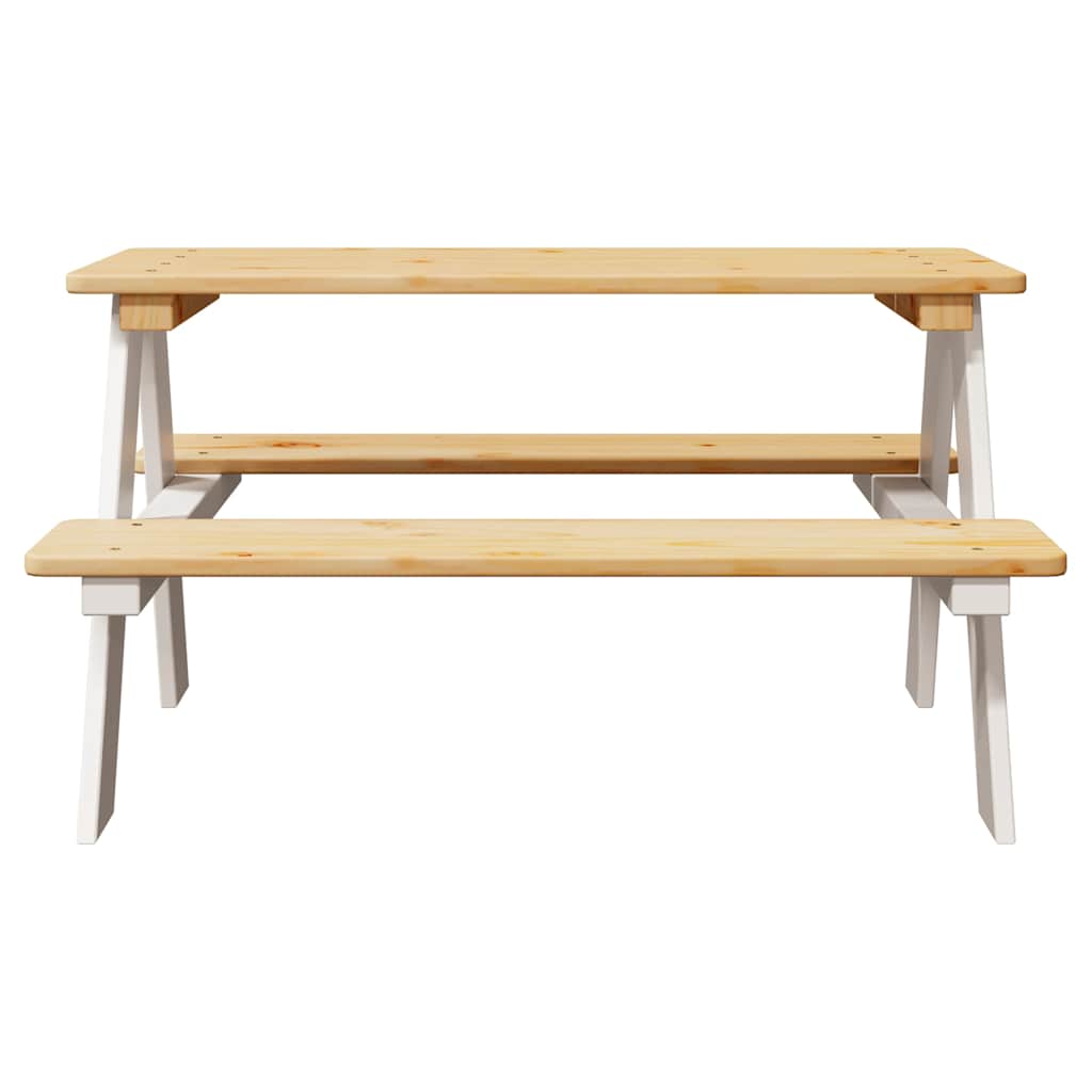 Table et bancs pour enfants IRUN blanc 90x79,5x50cm bois massif - XIOS