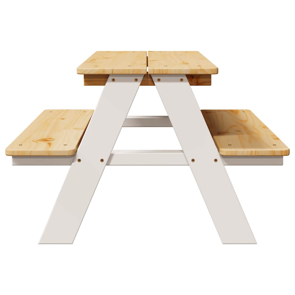 Table et bancs pour enfants IRUN blanc 90x79,5x50cm bois massif - XIOS