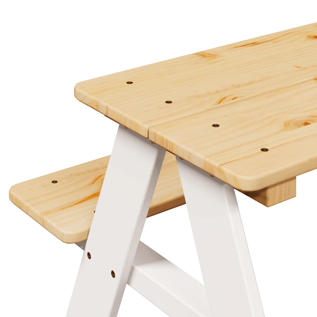 Table et bancs pour enfants IRUN blanc 90x79,5x50cm bois massif - XIOS