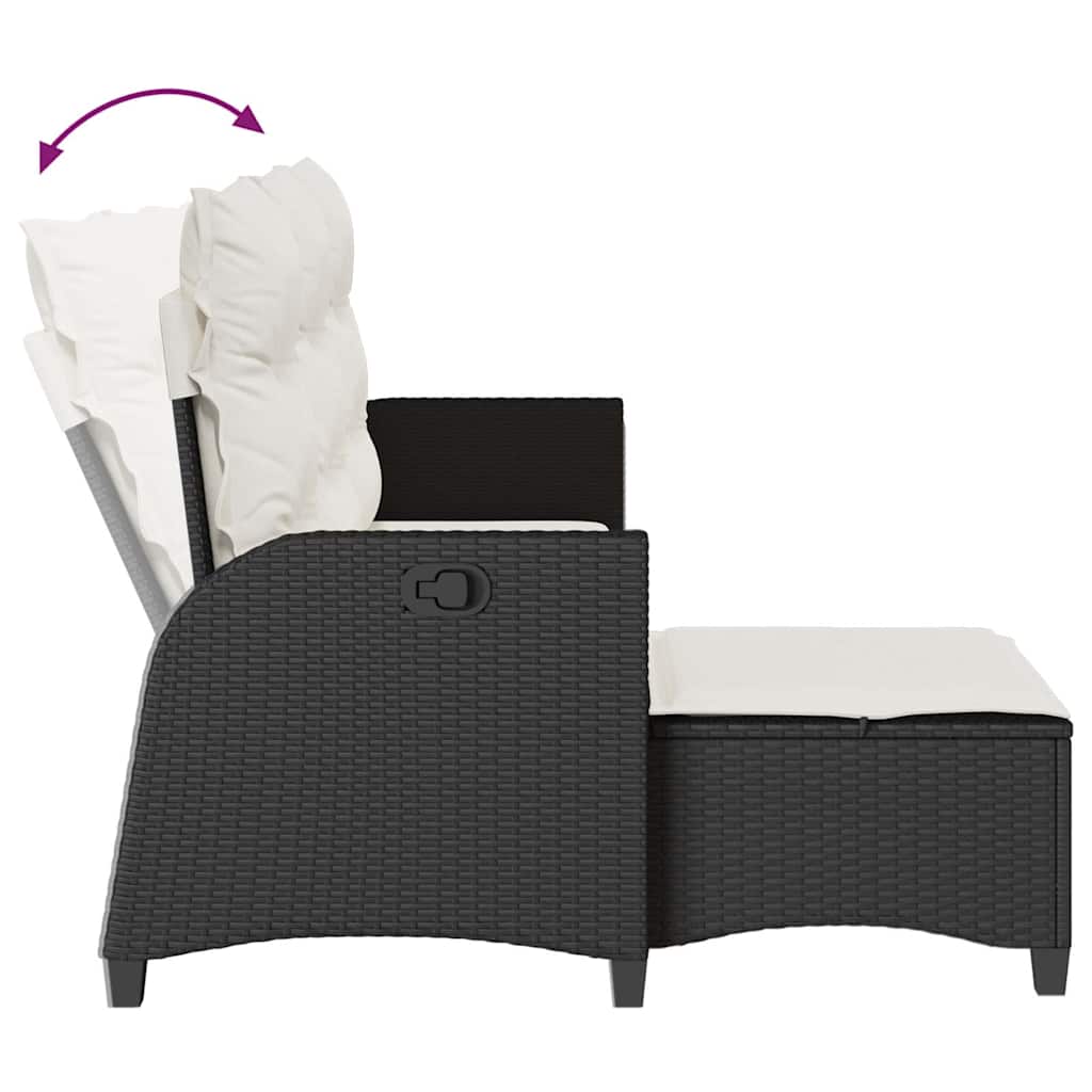 Salon de jardin 3 pcs avec coussins forme L noir résine tressée