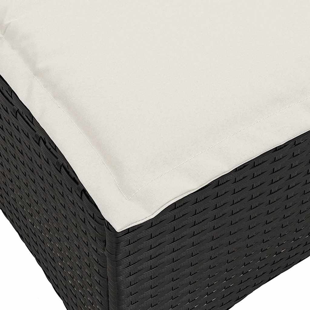 Salon de jardin 3 pcs avec coussins forme L noir résine tressée