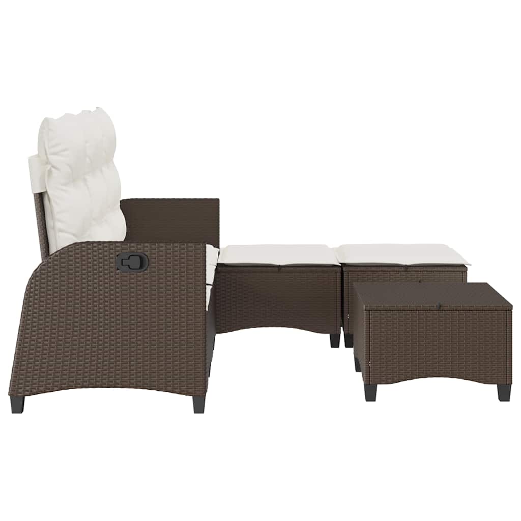 Salon de jardin 3 pcs avec coussins forme L marron polyrotin