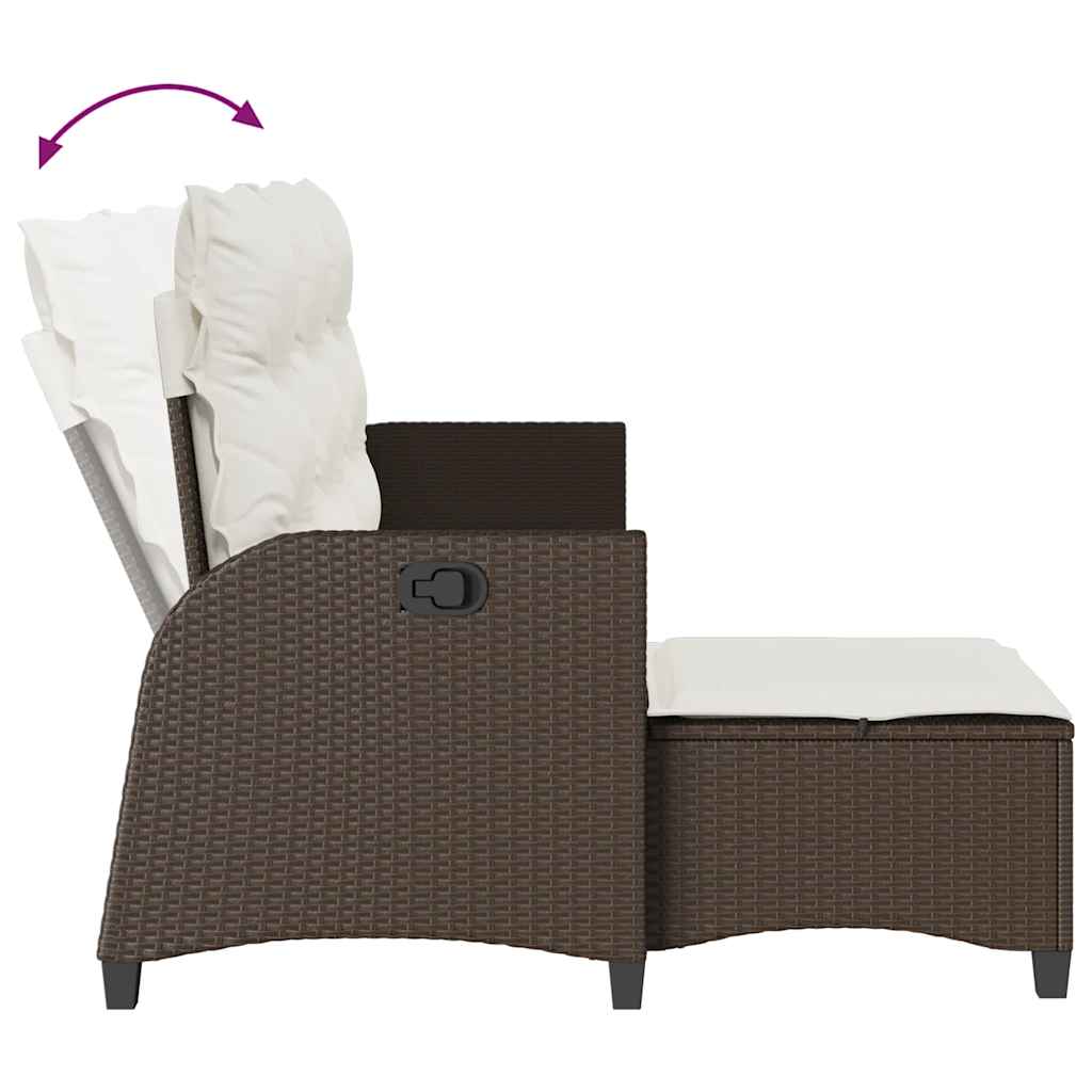 Salon de jardin 3 pcs avec coussins forme L marron polyrotin