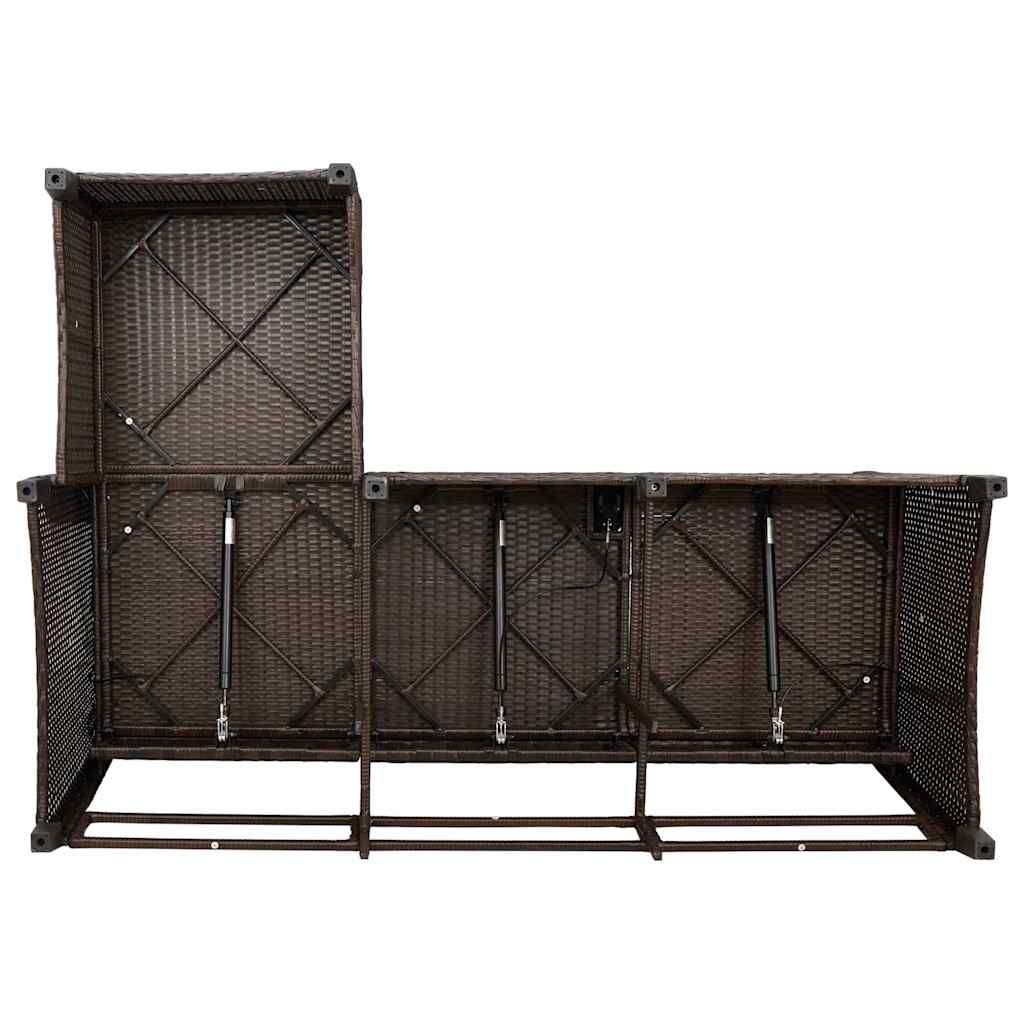 Salon de jardin 3 pcs avec coussins forme L marron polyrotin