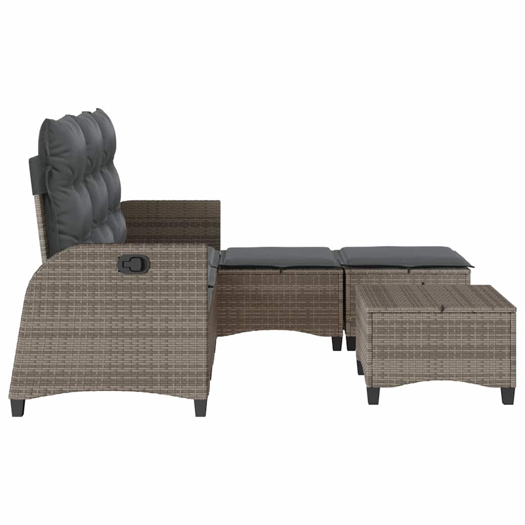 Salon de jardin 3 pcs avec coussins forme L gris résine tressée