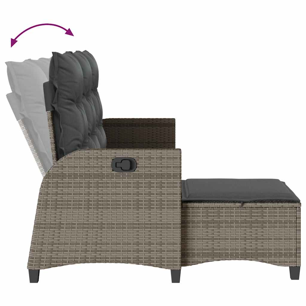 Salon de jardin 3 pcs avec coussins forme L gris résine tressée