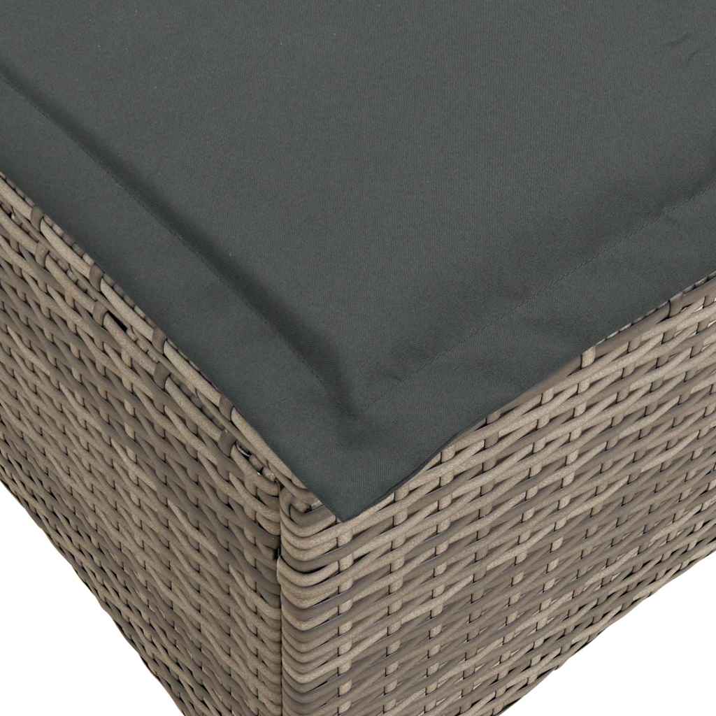Salon de jardin 3 pcs avec coussins forme L gris résine tressée