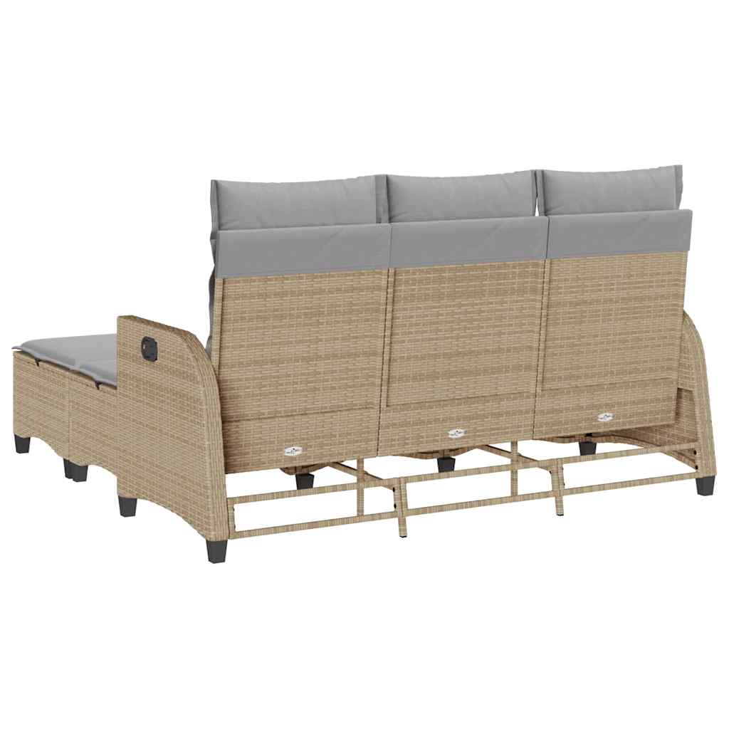 Salon de jardin avec coussins forme de L 3 pcs beige polyrotin